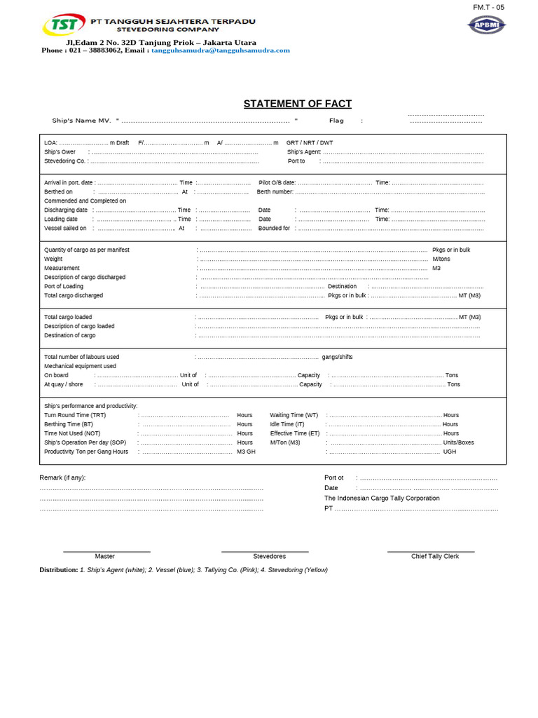 Ship Operations Report Template | PDF | Watercraft | Freight Transport