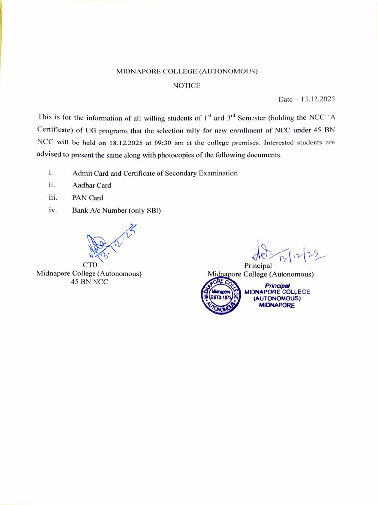 New Enrolment of NCC | PDF