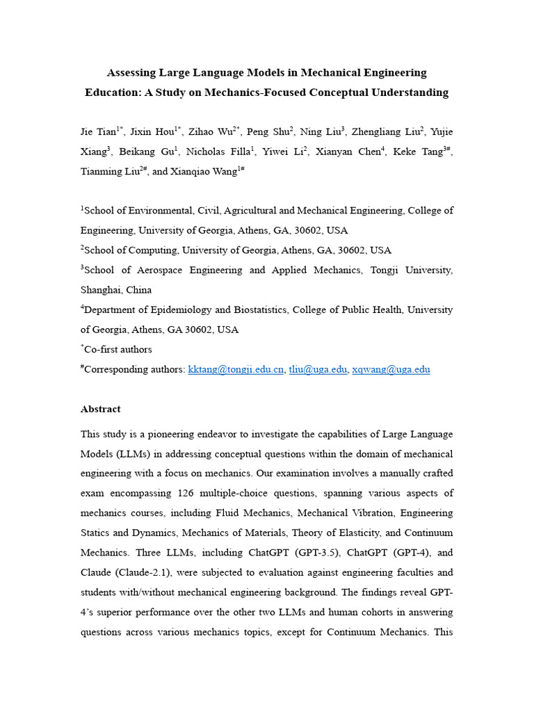 LLMs in Mechanical Engineering Education | PDF | Artificial ...