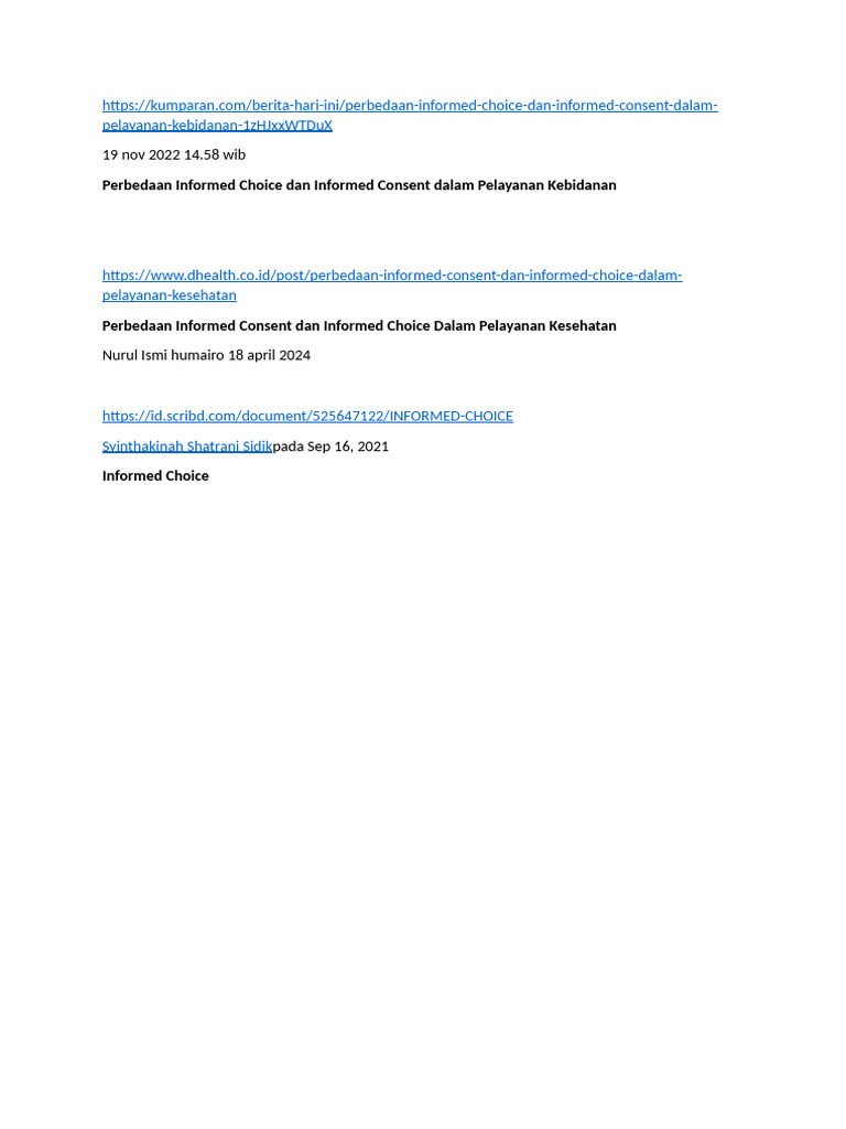 Perbedaan Informed Choice dan Consent | PDF