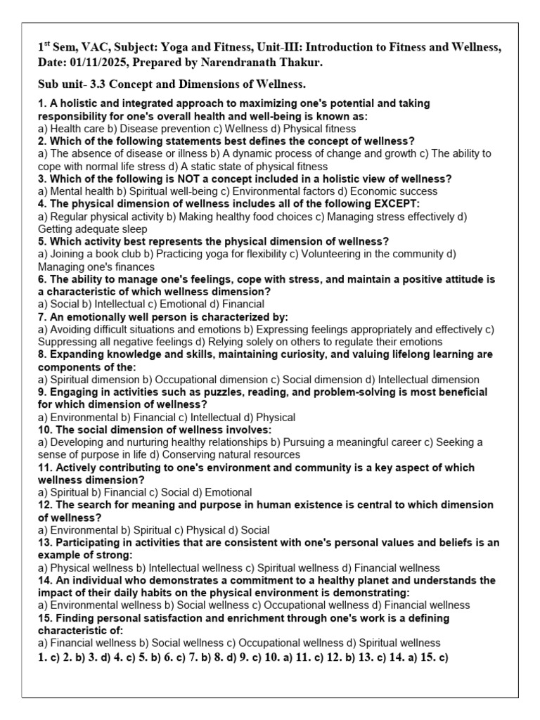 Dimensions of Wellness in Fitness | PDF | Well Being | Behavior ...