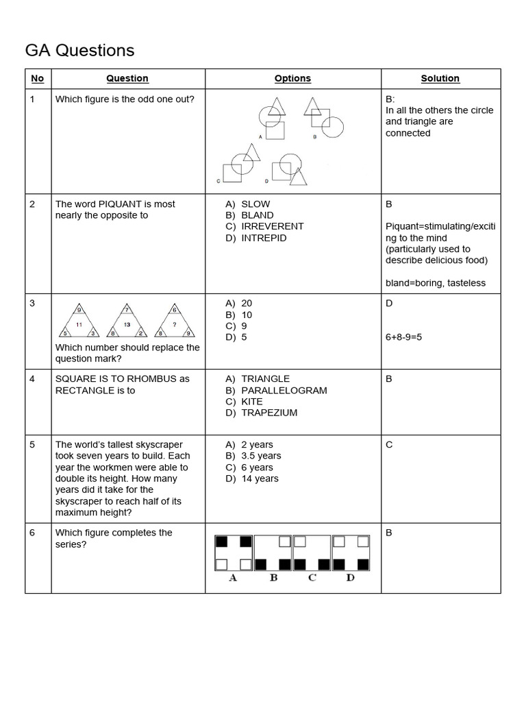 Math and Logic Puzzle Questions | PDF | Elementary Geometry