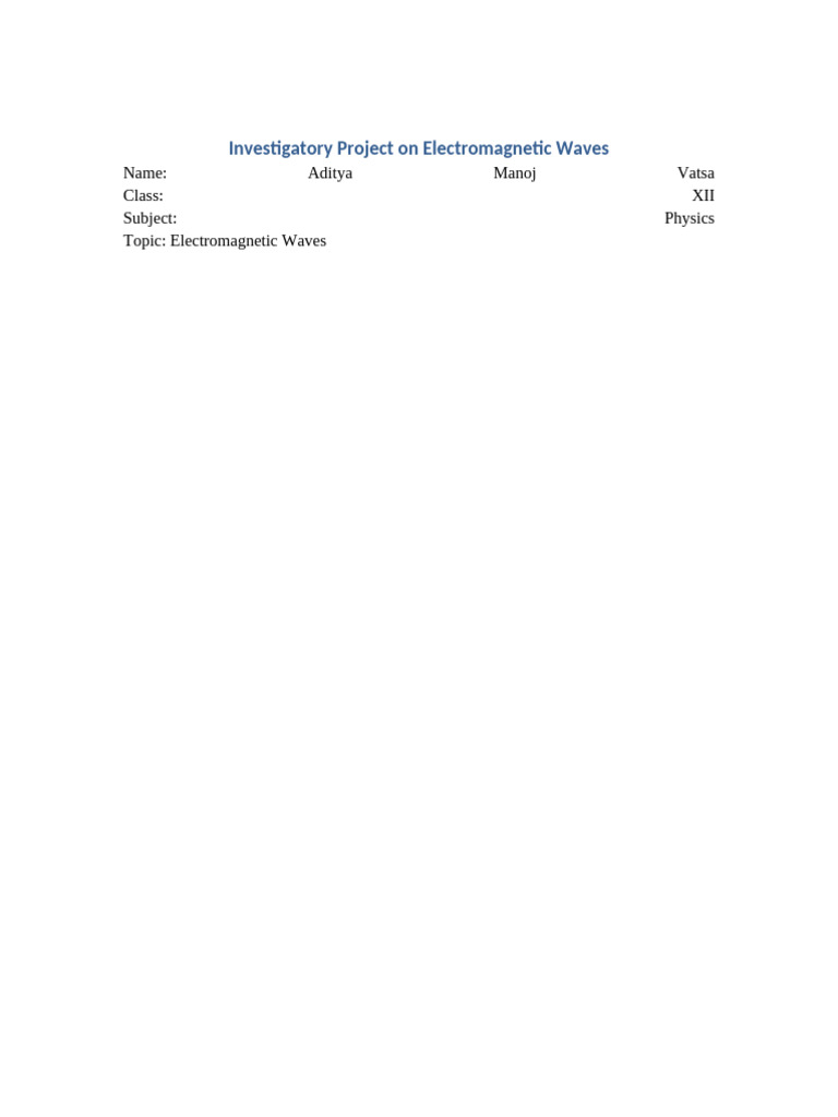 Overview of Electromagnetic Waves | PDF | Electromagnetic Spectrum ...