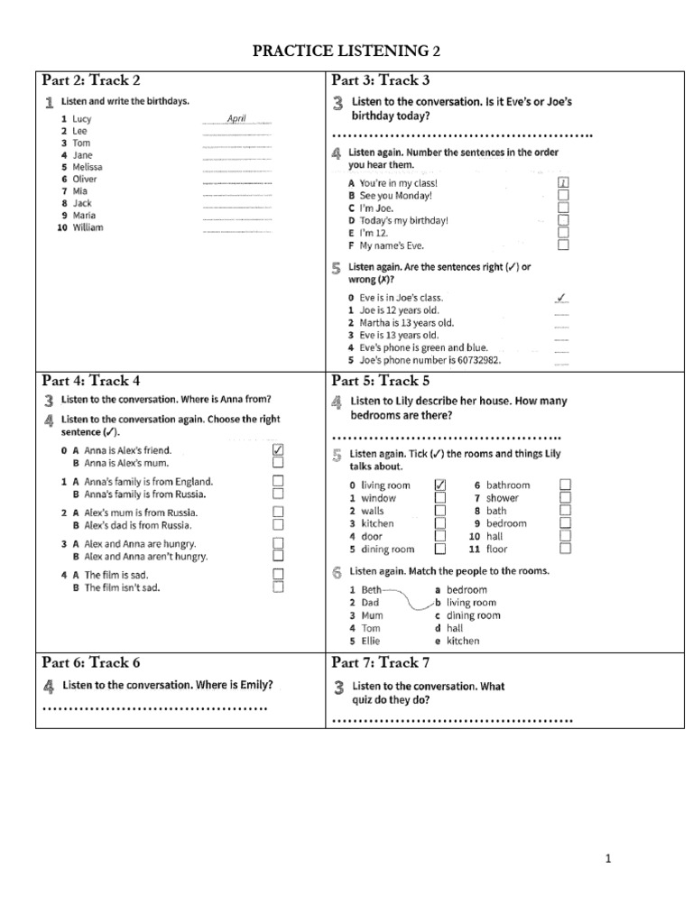 Listening Practice Tracks Guide | PDF