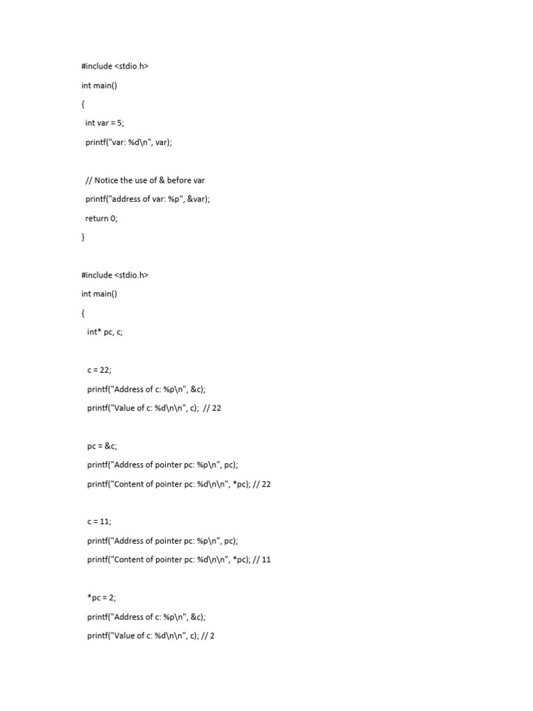 C Programming: Pointers and Variables | PDF