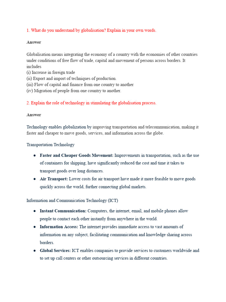 Understanding Globalisation and Its Impacts | PDF | Globalization ...