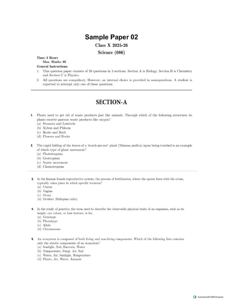 X Science Practice Sample Paper 02 | PDF