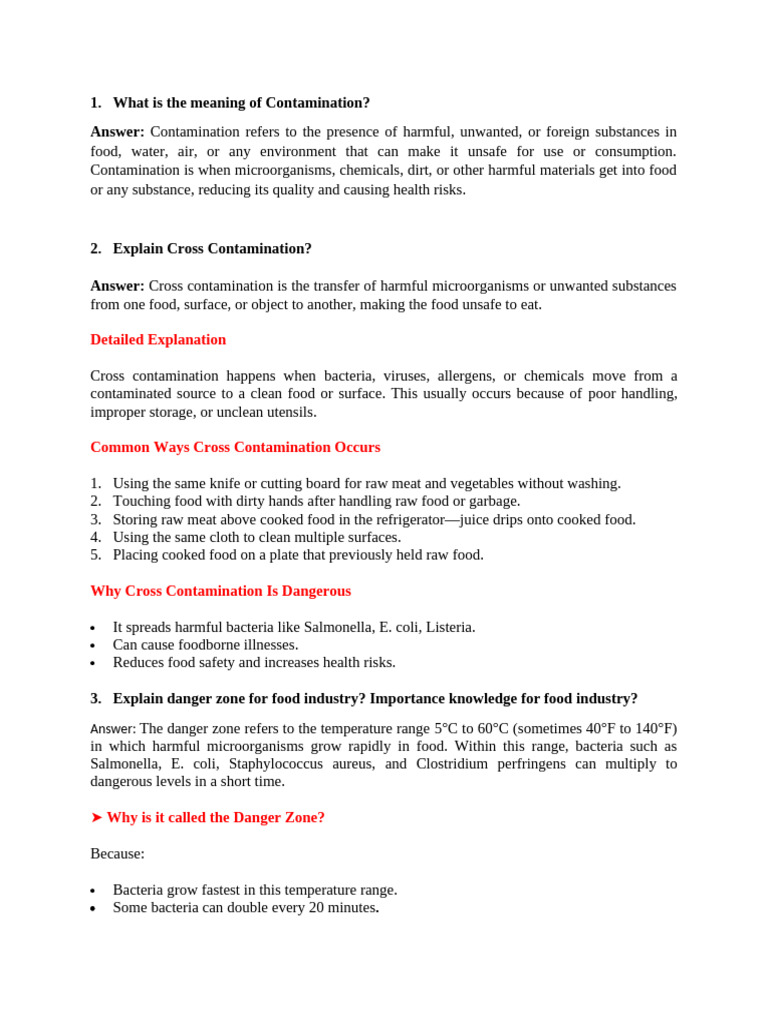 Understanding Food Contamination Risks | PDF | Foods | Cooking