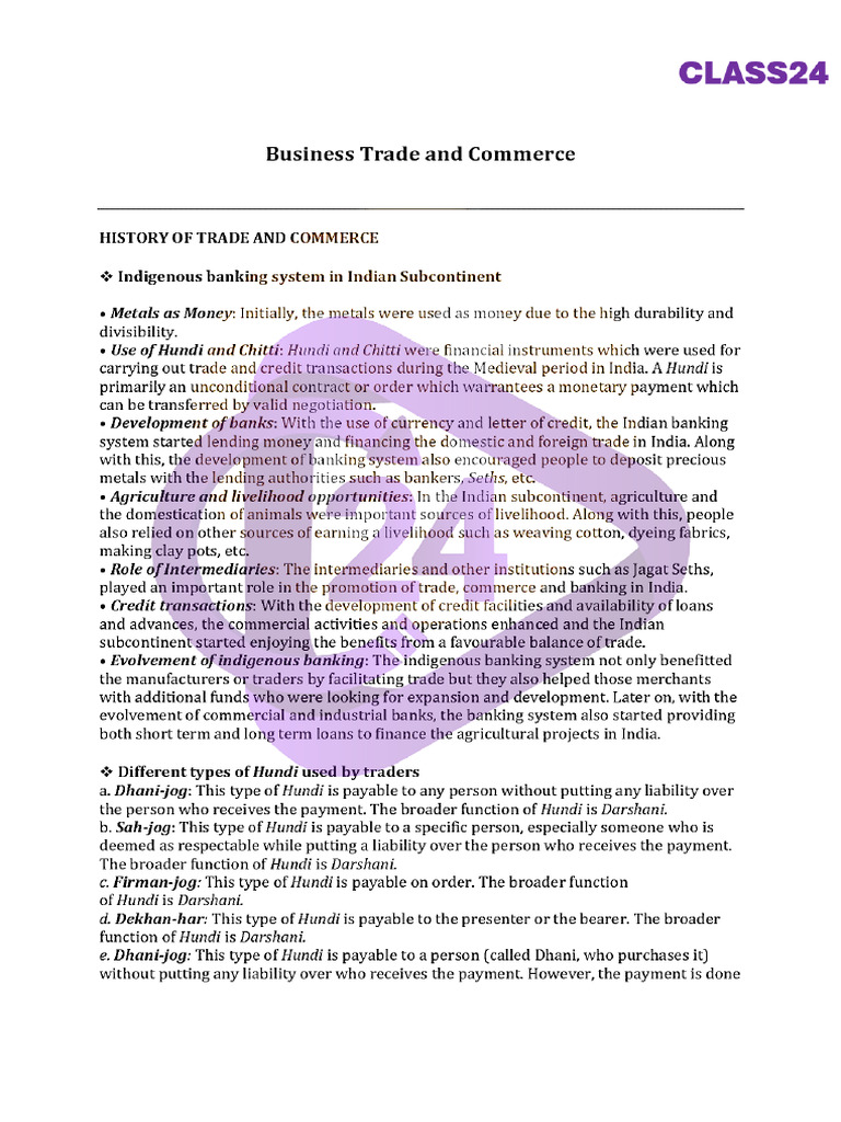 Cbse Class 11 Business Studies Notes Chapter 1 | PDF