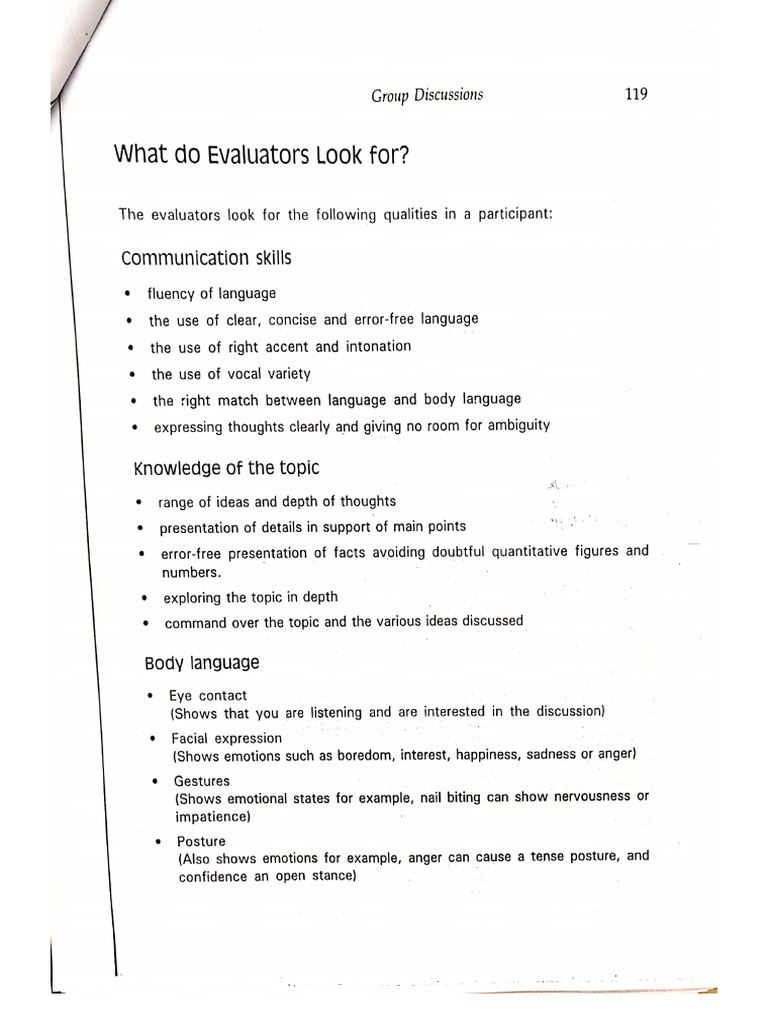 Group Discussion - Evaluation Parameters Explained | PDF