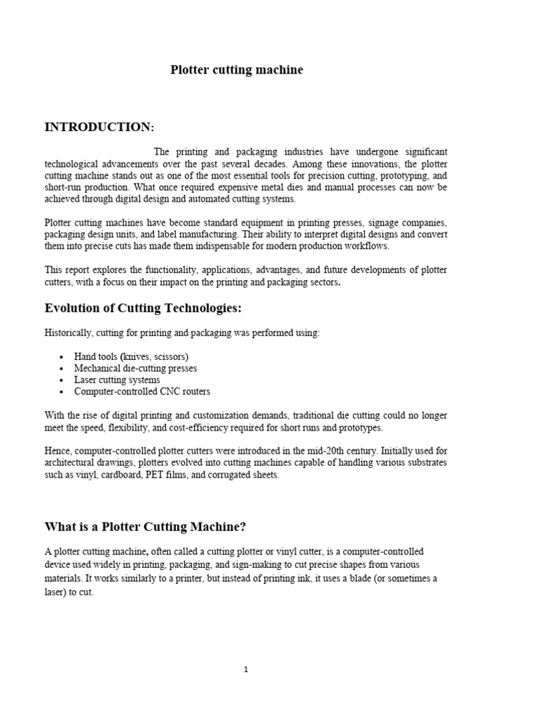 Overview of Plotter Cutting Machines | PDF | Polyethylene