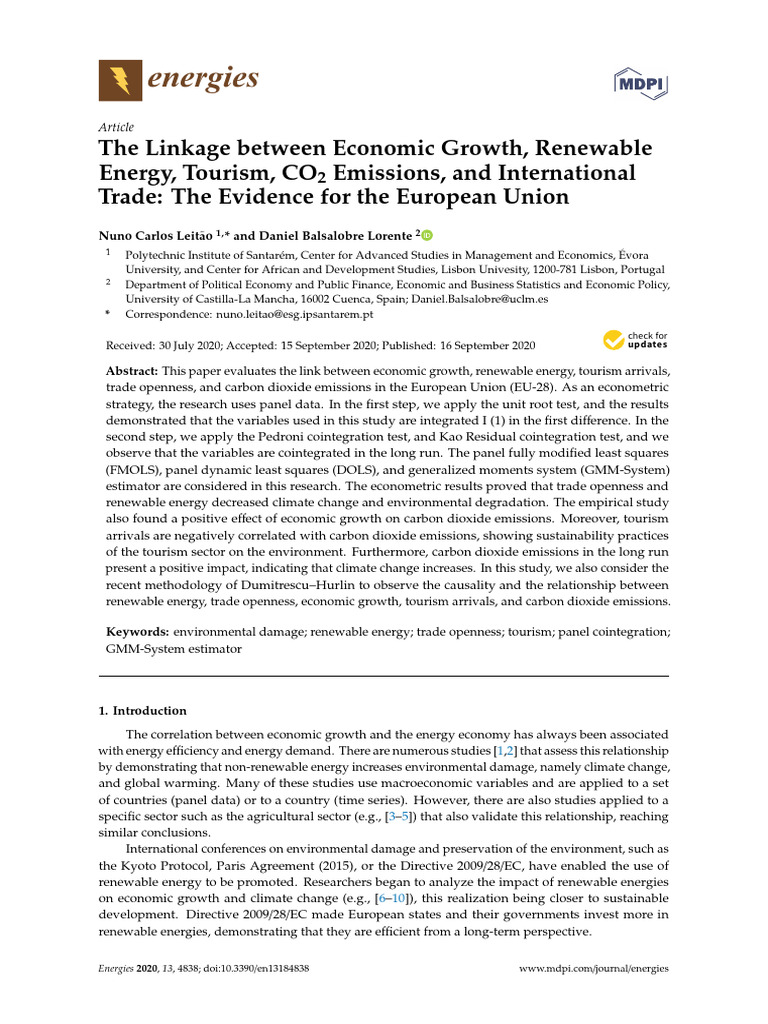 Economic Growth and Renewable Energy in EU | PDF | Climate Change ...