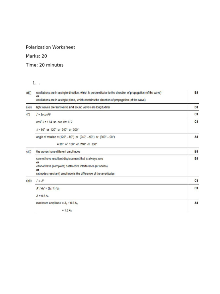 MS Polarization WS | PDF