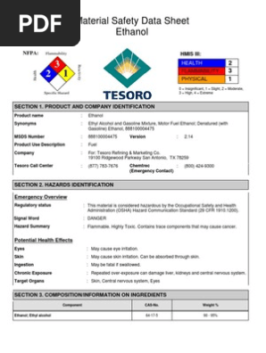 Msds Ethanol | PDF | Ethanol