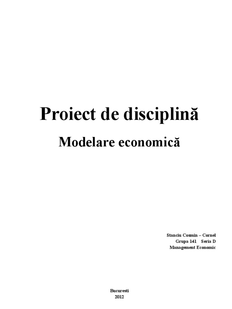 Proiect Modelare Economica | PDF