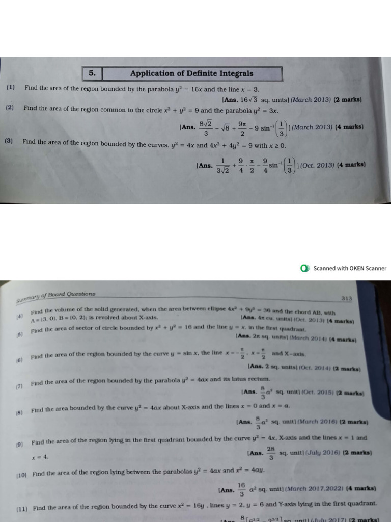 Board Pyq on Application of Definite Integrals | PDF