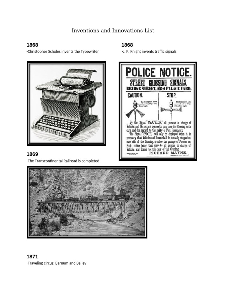 Key Inventions from 1868 to 1899 | PDF