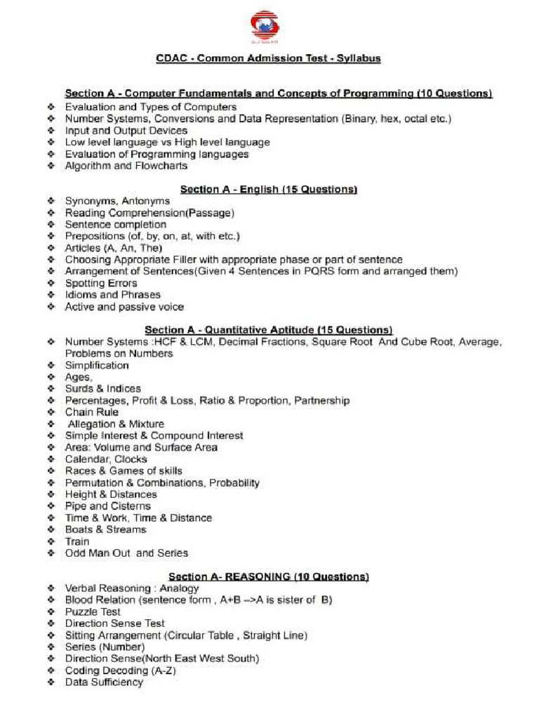 CCAT Syllabus Detailed | PDF
