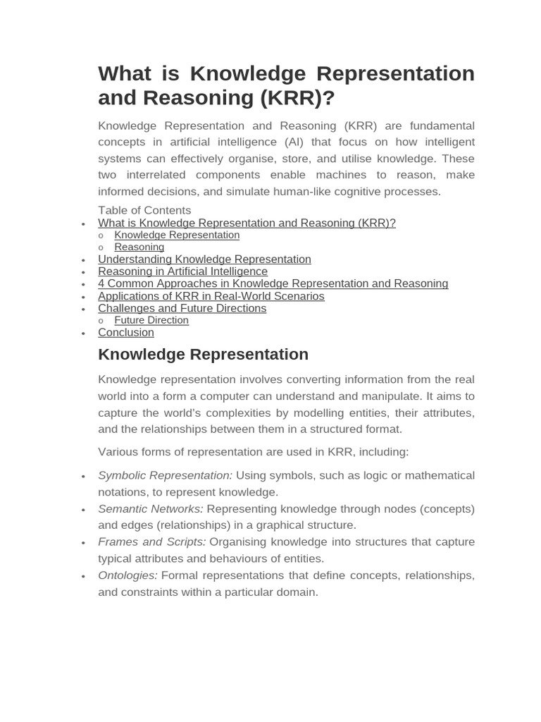 Knowledge Representation and Reasoning (KRR) | PDF | Knowledge ...