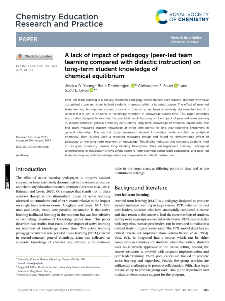 Photo inspiration: Fresh Look at A Lack Of Impact Of Pedagogy Peer Led Team Learning