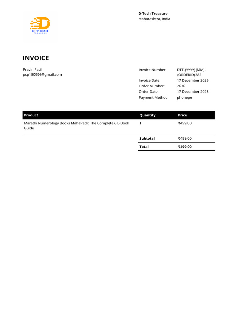 Invoice DTT Yyyymm Orderid382 | PDF