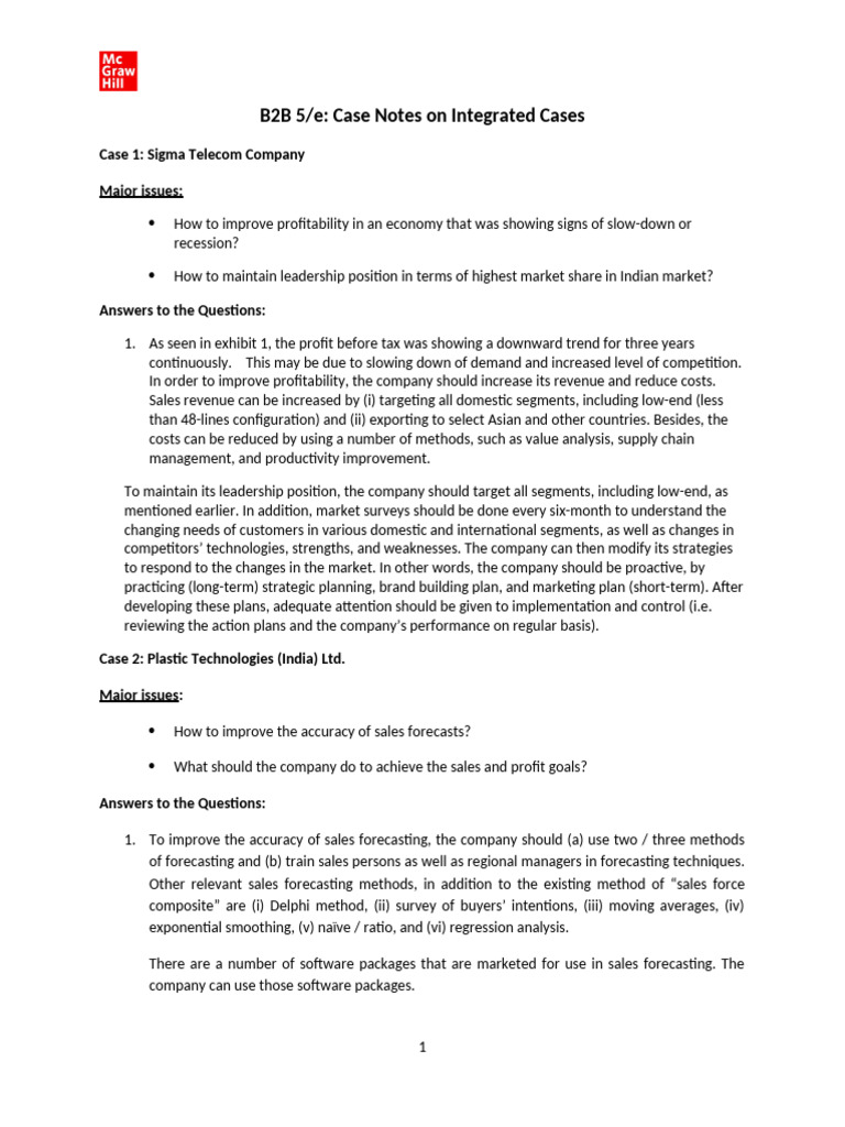 B2B Case Studies on Marketing Strategies | PDF | Marketing | Forecasting