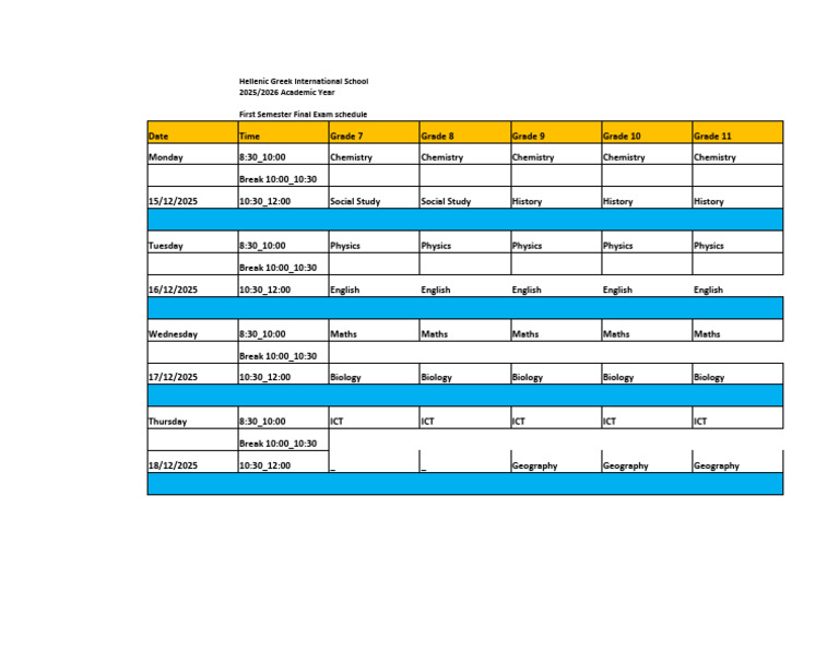 1st Sem Final Exam Schedule (Secondary) | PDF
