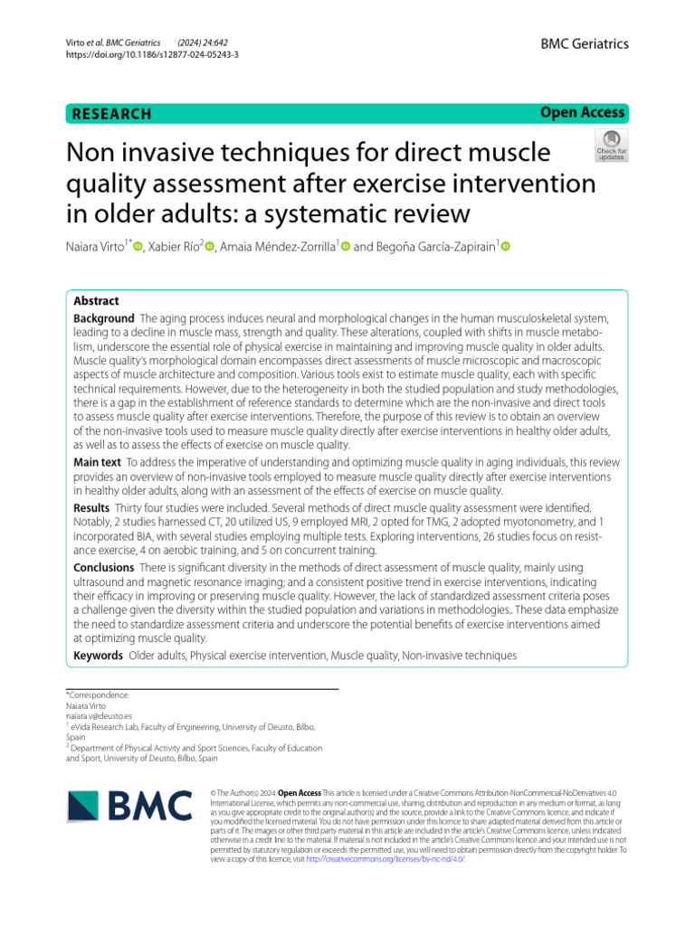 Non-Invasive Muscle Quality Assessment in Seniors | PDF | Medical ...