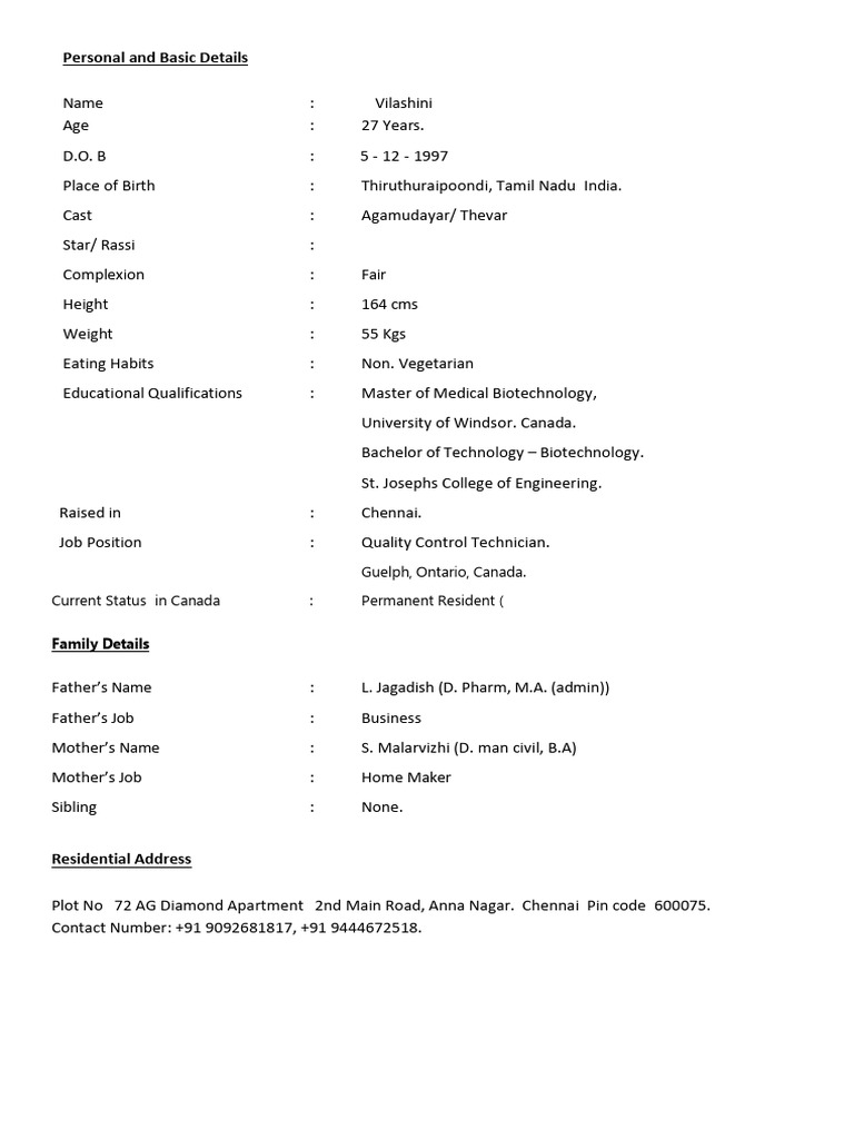 Bio Data | PDF