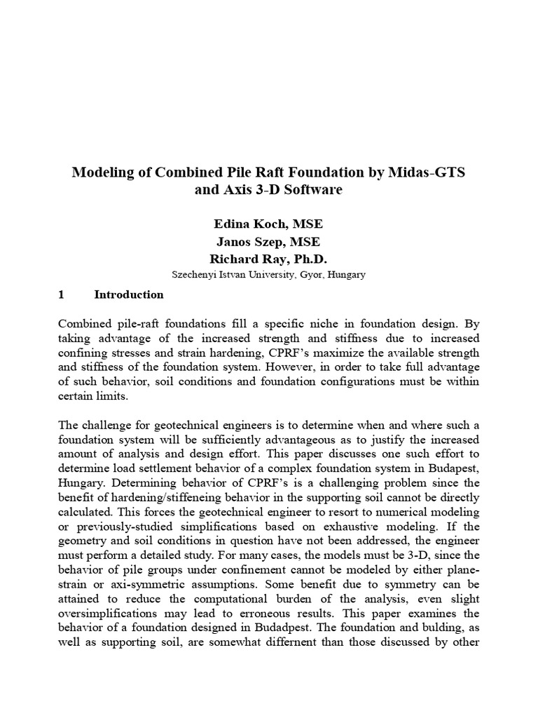 Modeling of Combined Pile Raft Foundation by Midas-GTS | PDF ...
