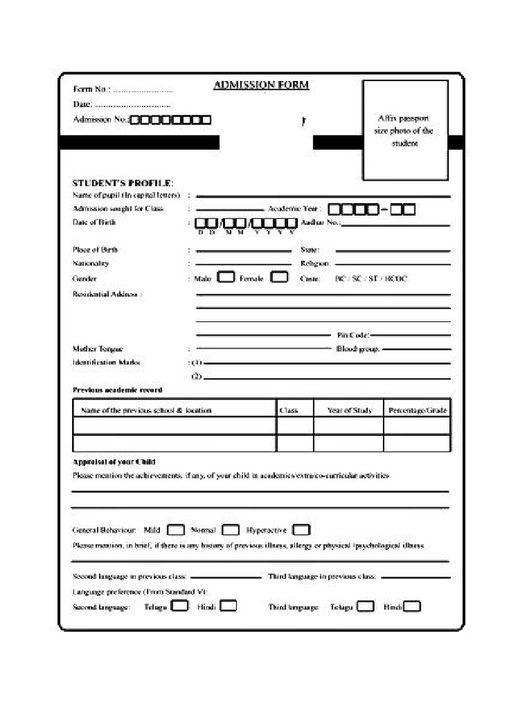 Admission Form 2026 | PDF