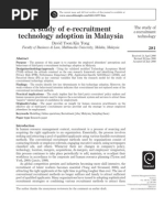 A Study of E-Recruitment Technology Adoption in Malaysia