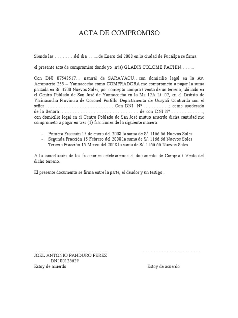 Carta De Compromiso De Desalojo De Vivienda Sample Web A