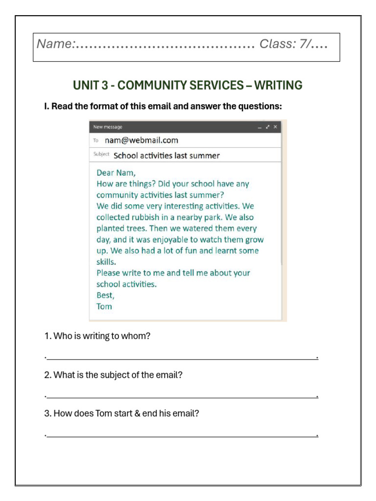 Email Writing Exercise for Students | PDF