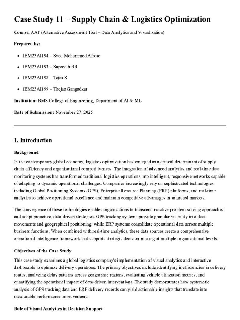 Case Study 11 - Supply Chain & Logistics Optimization Report | PDF