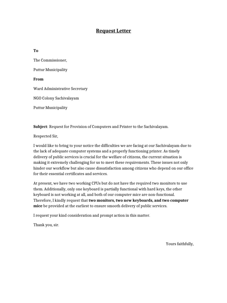 Request for Computers and Printer | PDF