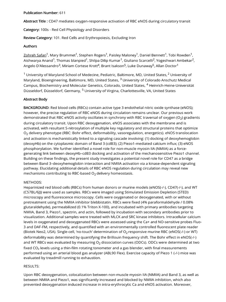 101_611_CD47 Mediates Oxygen-responsive Activation of RBC ENOS During ...