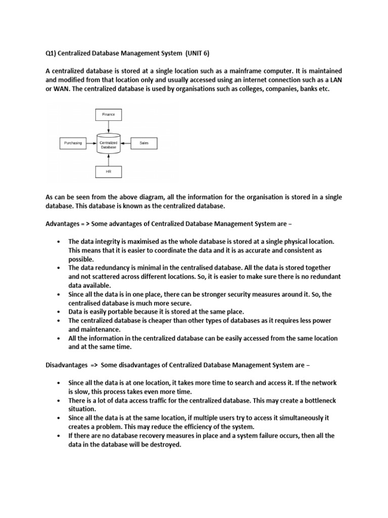 Centralized Database Management Overview | PDF | No Sql | Client–Server ...