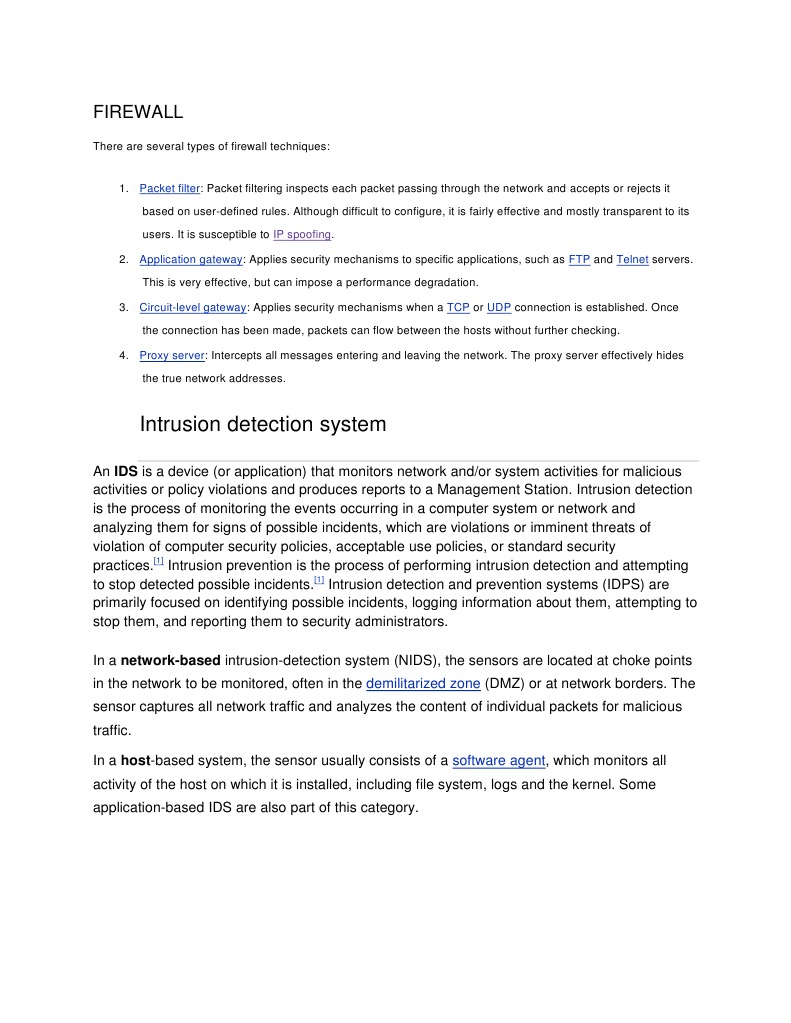 Firewall and Intrusion Detection Overview | PDF