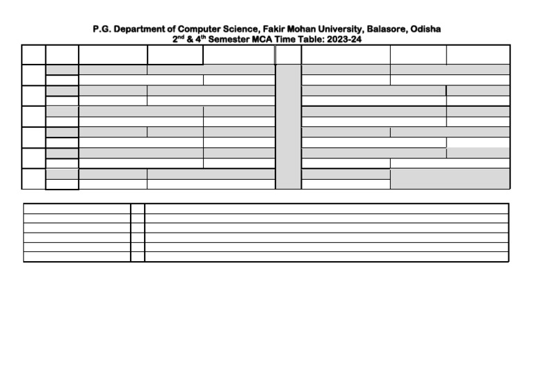 MCA Time Table 2023-24 - Fakir Mohan University | PDF