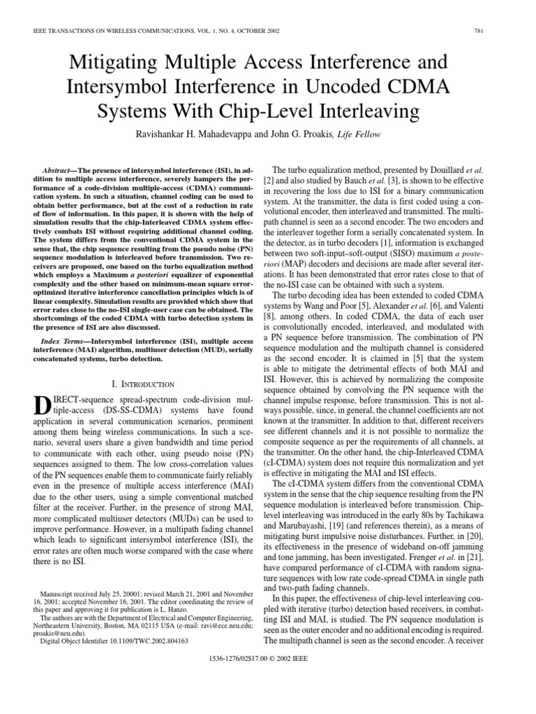 Mitigating Multiple Access Interference and Intersymbol Interference in ...