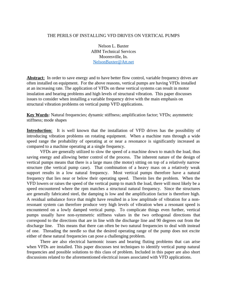 The Perils of Installing VFD Drives On Vertical Pumps | PDF | Power ...