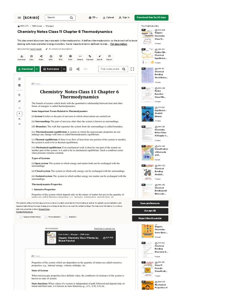 WWW Scribd Com Document 306245874 Chemistry Notes Class 11 Chapter 6 ...