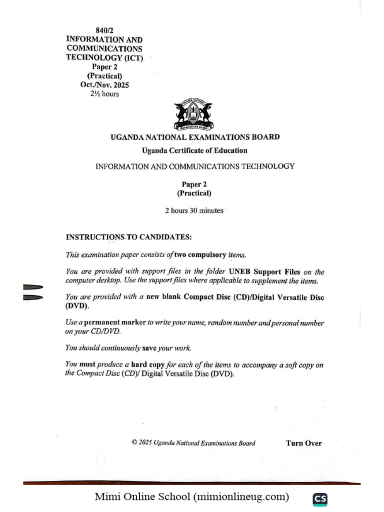 Uneb Uce Ict 2 2025 | PDF
