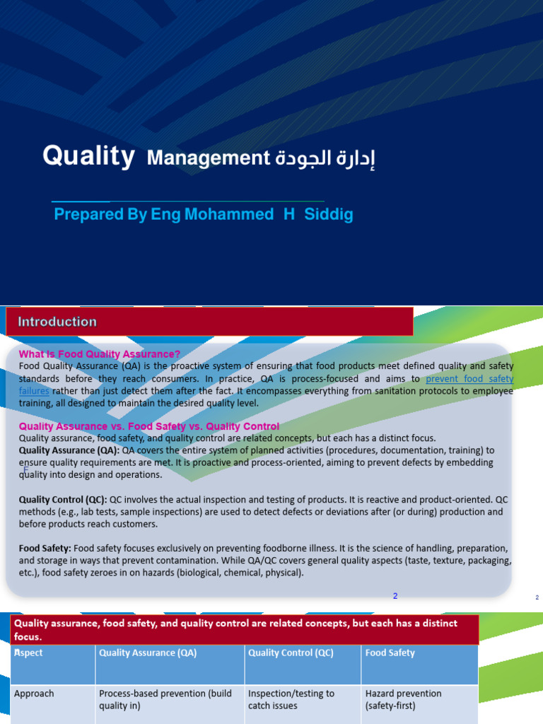 Food Quality Assurance Overview | PDF | Quality Assurance | Food Safety
