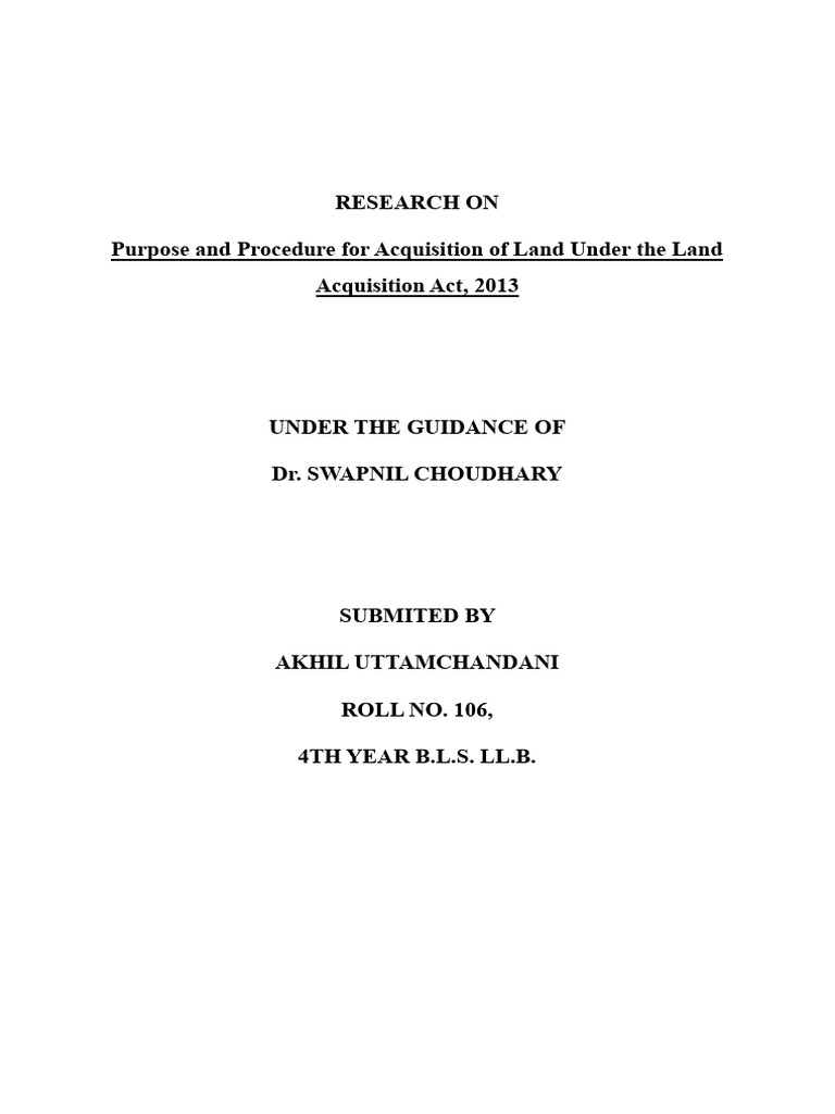 Land Acquisition Act 2013 Overview | PDF | Economies | Justice