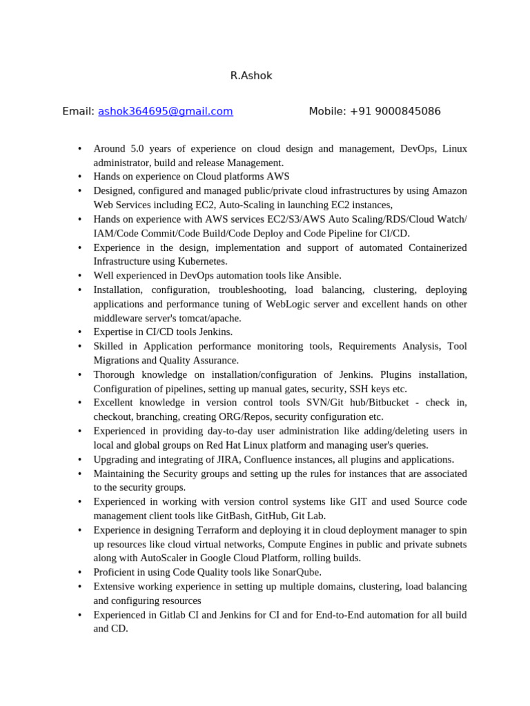 DevOps Engineer with AWS & CI/CD Expertise | PDF | Cloud Computing ...
