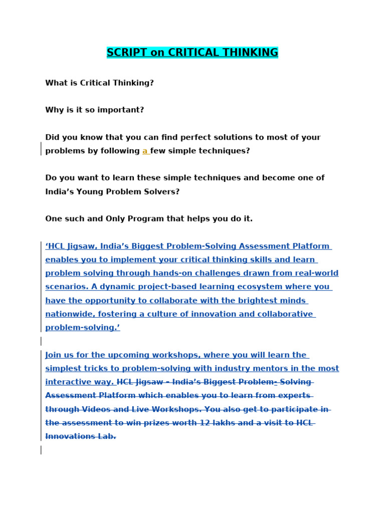 Promo Video Script - Ss | PDF