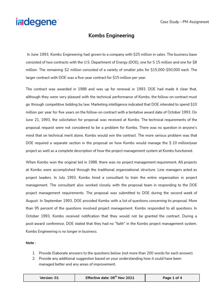 Case Study - PM Assesment V01 - Neha Singla | PDF | Project Management ...