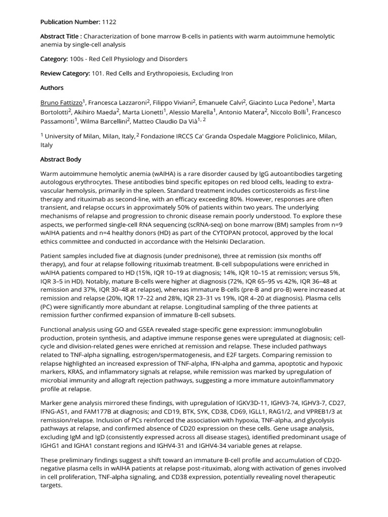 101 - 1122 - Characterization of Bone Marrow B-Cells in Patients With ...